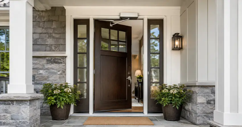 residential automatic door opener installed on exterior entry door in Grassybrook, Niagara Falls
