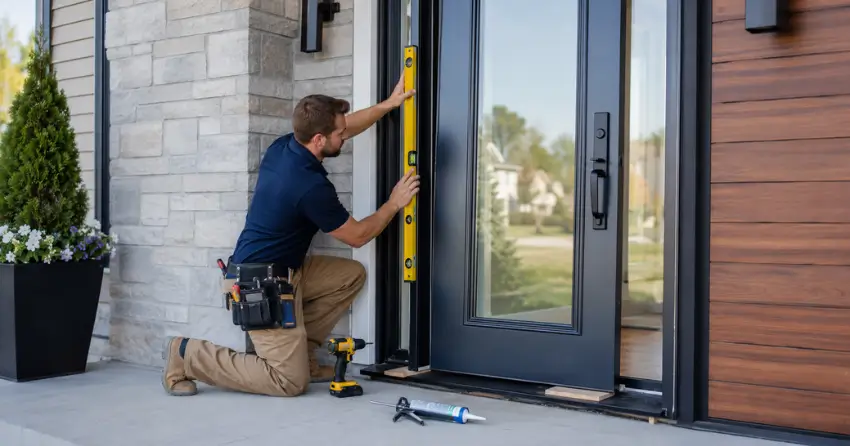 glass outside door installation with energy-efficient double-pane glazing in Kalar, Niagara Falls